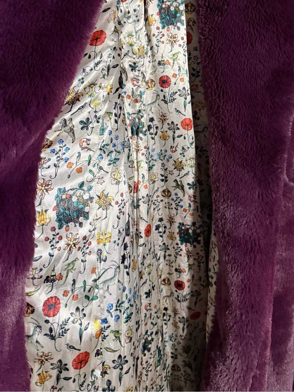 Anthropologie Plush Faux Fur Coat in Deep Plum - Picture 9 of 13